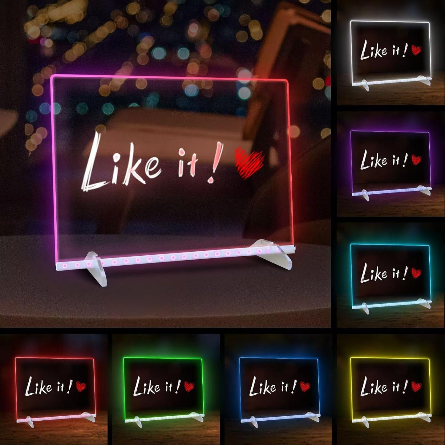 Led Drawing Board for Kids, LED Note Board with Colors,Doodle Glow Drawing Boards, 13.7"X10" 6 Modes & 8 Colors, Light Up Drawing Pad with Battery Box for Home/Office/Decor