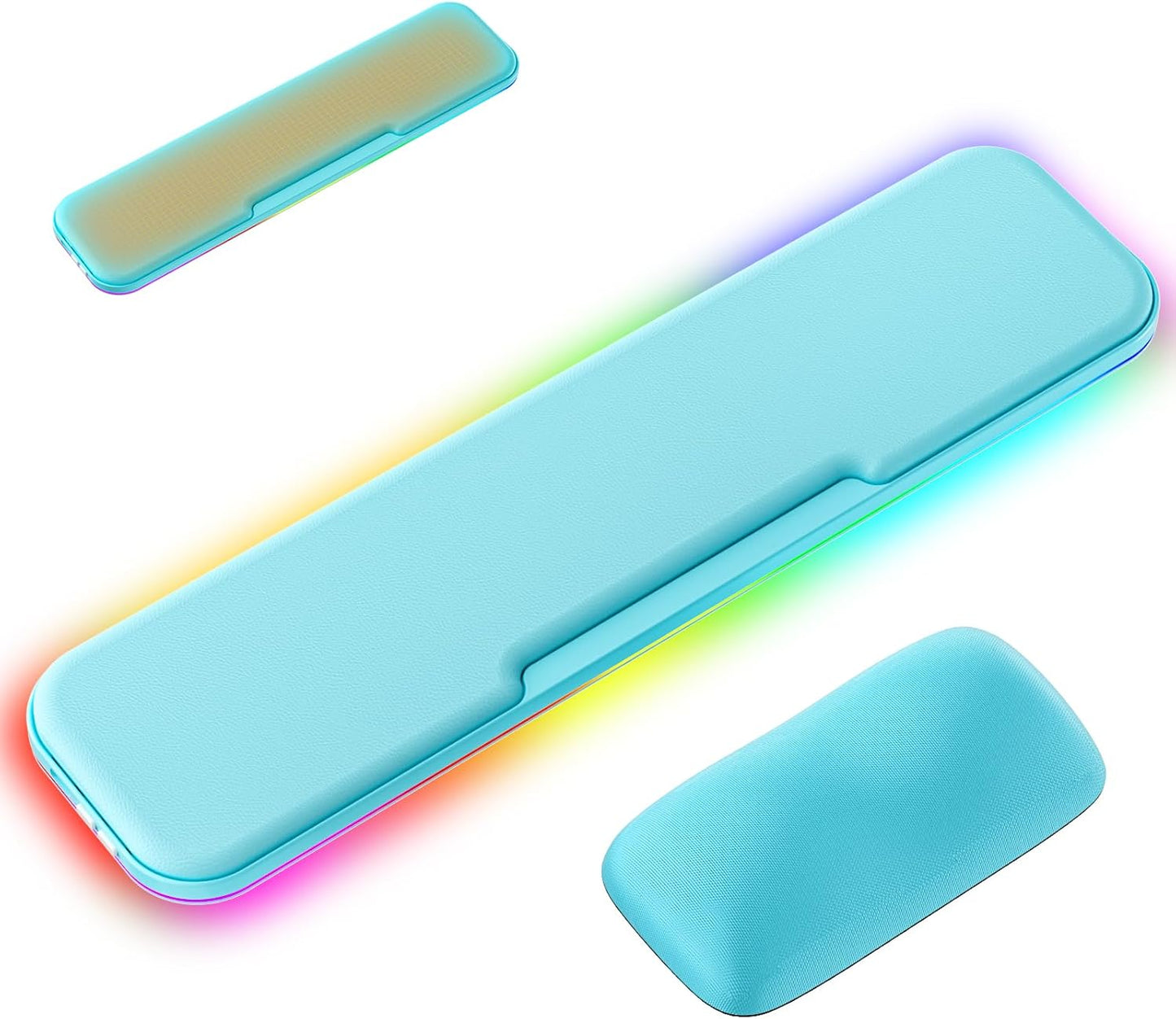 2-in-1 Heated Wrist Rest Set, Ergonomic Memory Wrist Pad with RGB Lights and Non-Slip Base, Keyboard Mouse Wrist Rest for Computer Laptop Office Work and PC Gaming