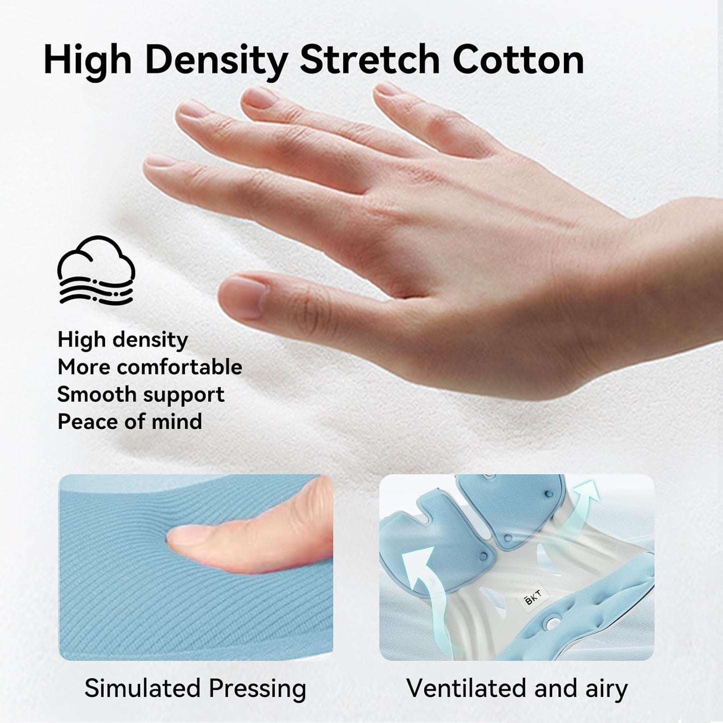 BKT Lumbar Support Seat Cushions Ergonomic Office Chair for Students Office Workers Nursing Mothers Long Sitting Outdoor Fishing Floor Chair (L-Sky Blue)