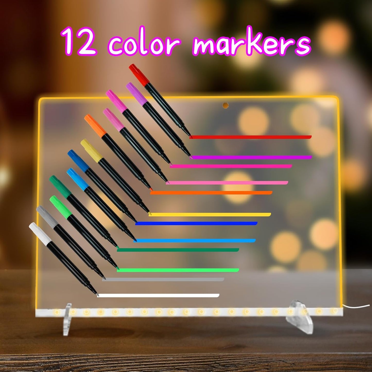 Signsxcel12-Color Liquid Chalk Markers for Led Note Board, Compatible with Light Up Drawing Board, Windows, Blackboard, Glass, Neon Erasable Markers,Wet or Dry Erase Markers Fine Tip