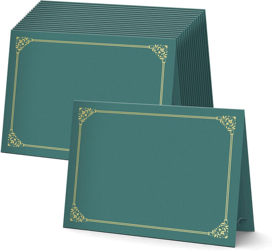 BELLE KR® Green Certificate Holders 8.5 x 11, 30 Pcs - Used as Award Certificate Folders with Gold Foil Border for Letter Size 8.5" x 11" Certificates, Awards, Documents and Diplomas