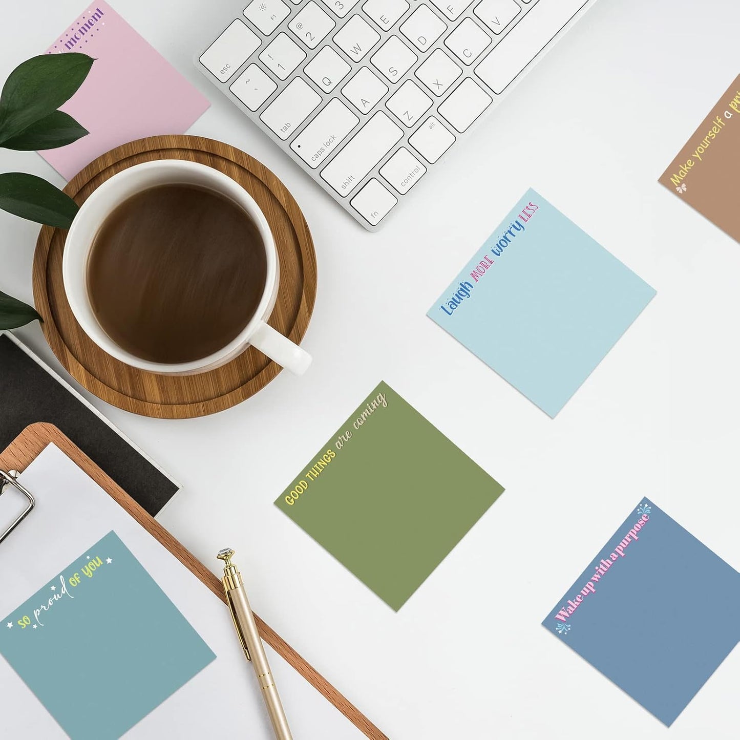 Zonon 12 Pieces Inspirational Sticky Notes 3 x 3 Inch Motivational Fun Notepads Positive Gifts for Teacher Nurse Coworkers Work Studying Supplies(Colorful Style)