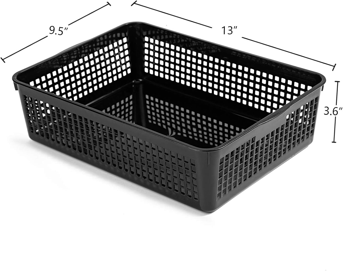A4 Size Plastic Paper Storage Trays,Desktop File Organizer Baskets,6-Packs (Black)
