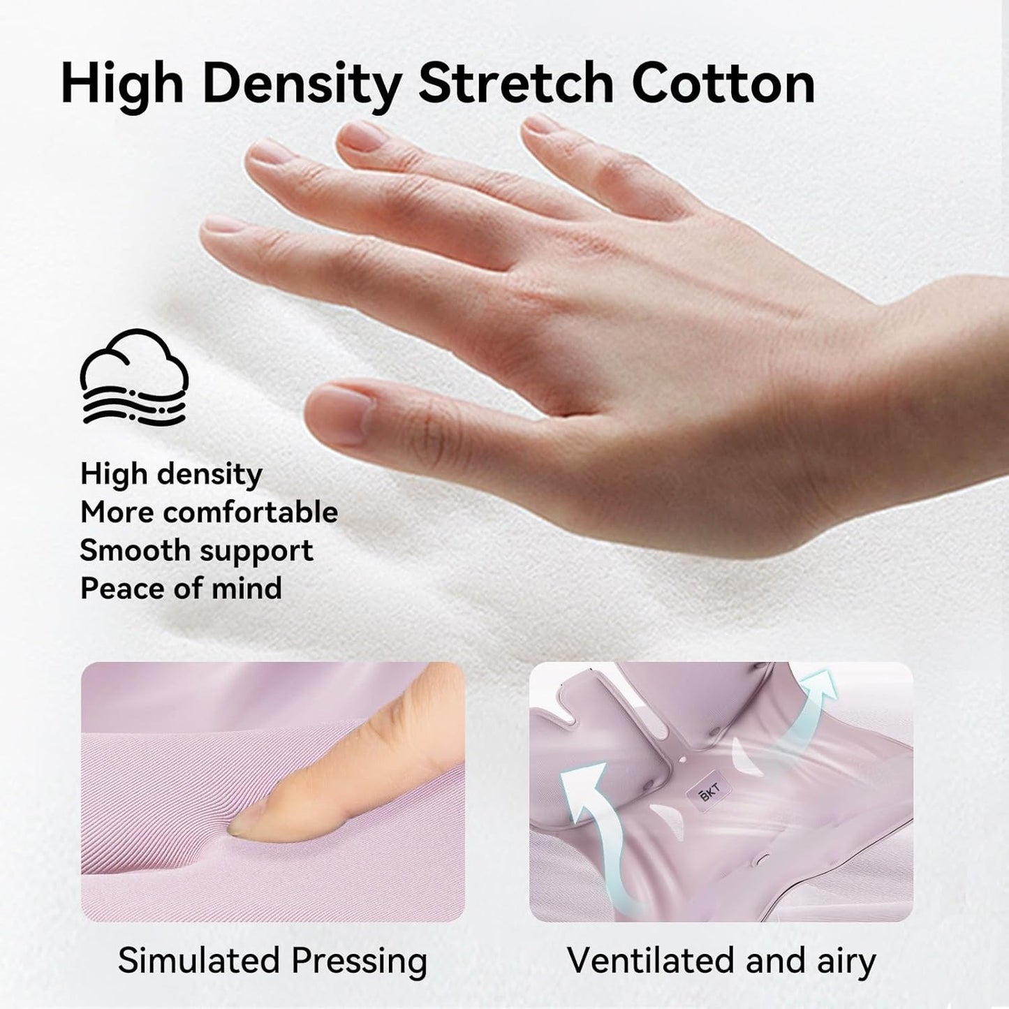 BKT Lumbar Support Seat Cushions Ergonomic Office Chair for Students Office Workers Nursing Mothers Long Sitting Outdoor Fishing Floor Chair (XL-Pastel Lilac)