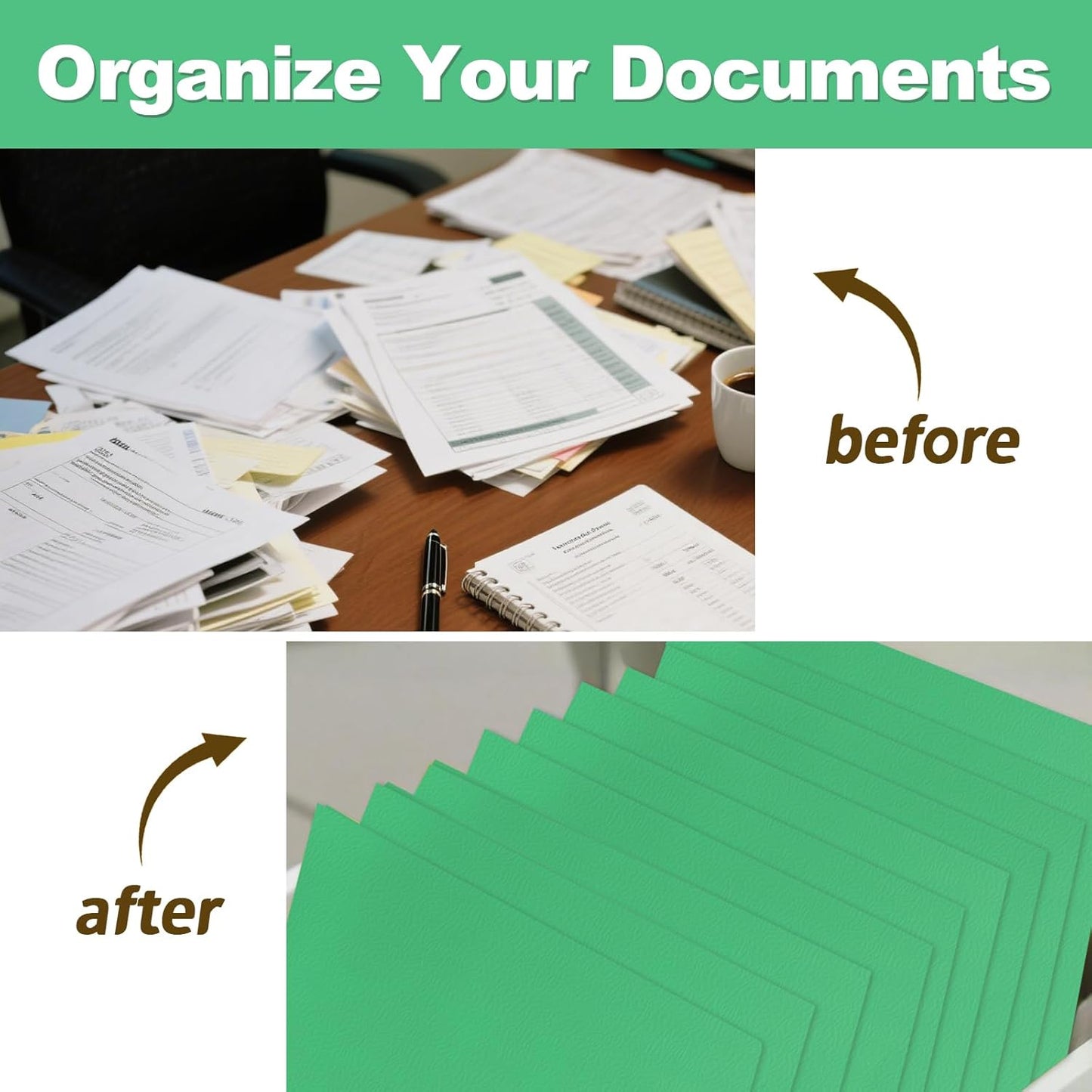 Folders with Pockets, LAYZZ 60 Pack Paper Pocket Folders, 2 Pocket File folders Fits Letter Size Paper, for School Office and Home (Green)