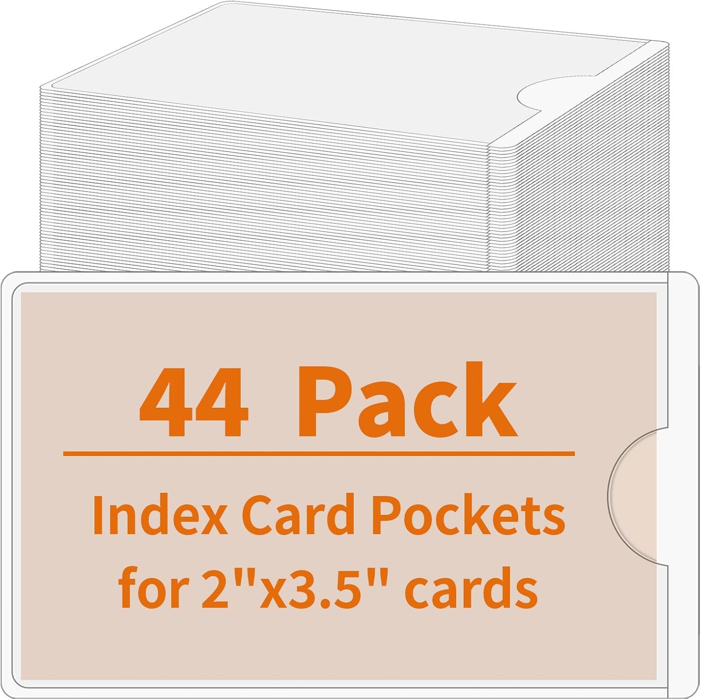 44 Pack Adhesive Pockets, Bin Labels for Storage Bins, Clear Label Holder, Index Card Holder 2x3.5 Inches, Plastic Storage Tote Labels for Organizing Bins Box Drawer