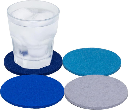 Graf Lantz - Bierfilzl Merino Wool Round Coasters Set of 4 - Sapphire (4"x4"x5mm) - Absorbs 30% of Weight - Natural German Wool - Heat Resistant, Sustainable, Reusable - Home Decor