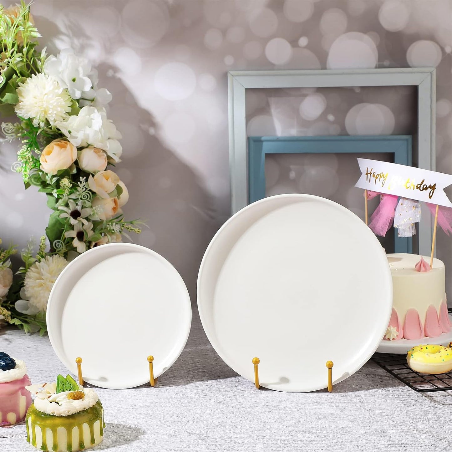 Mixweer 12 Pcs Book Stands for Display Metal Picture Frame Stand Book Plate Picture Holder Easels Photo Holder for Decorative Display(4.3 Inch, 6 Inch,Gold)