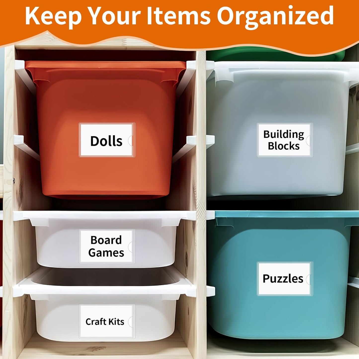 44 Pack Adhesive Pockets, Bin Labels for Storage Bins, Clear Label Holder, Index Card Holder 2x3.5 Inches, Plastic Storage Tote Labels for Organizing Bins Box Drawer