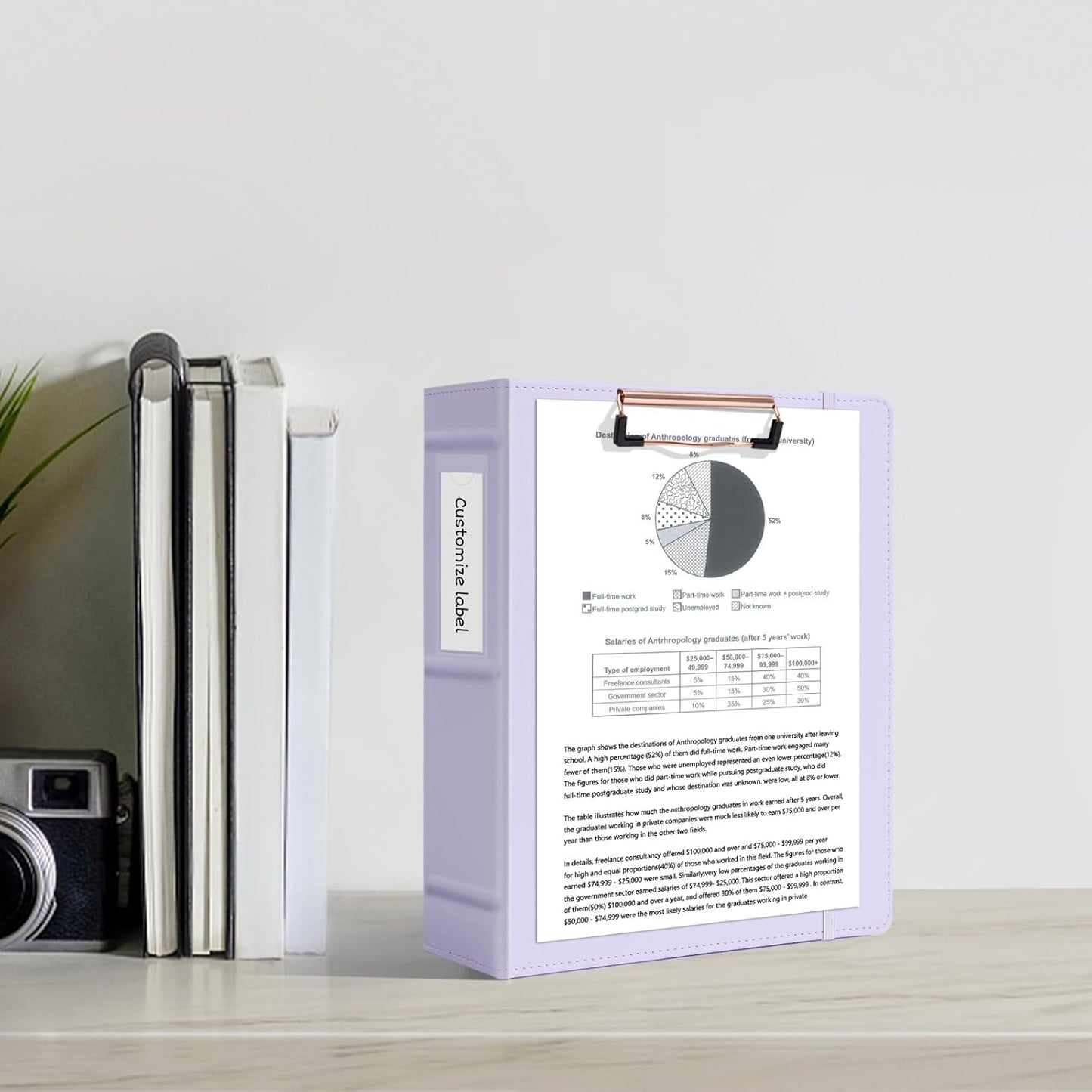 Ospelelf Mini Binder 2 Inch Small 3 Ring Vintage Leather Clipboard 5.5" x 8.5", Professional Binder Organizer Dividers with Tabs, Purple