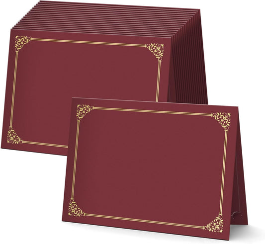 BELLE KR® Red Certificate Folders 8.5 x 11, 30 Pcs - Used as Award Certificate Holders with Gold Foil Border for Letter Size 8.5" x 11" Certificates, Awards, Documents and Diplomas
