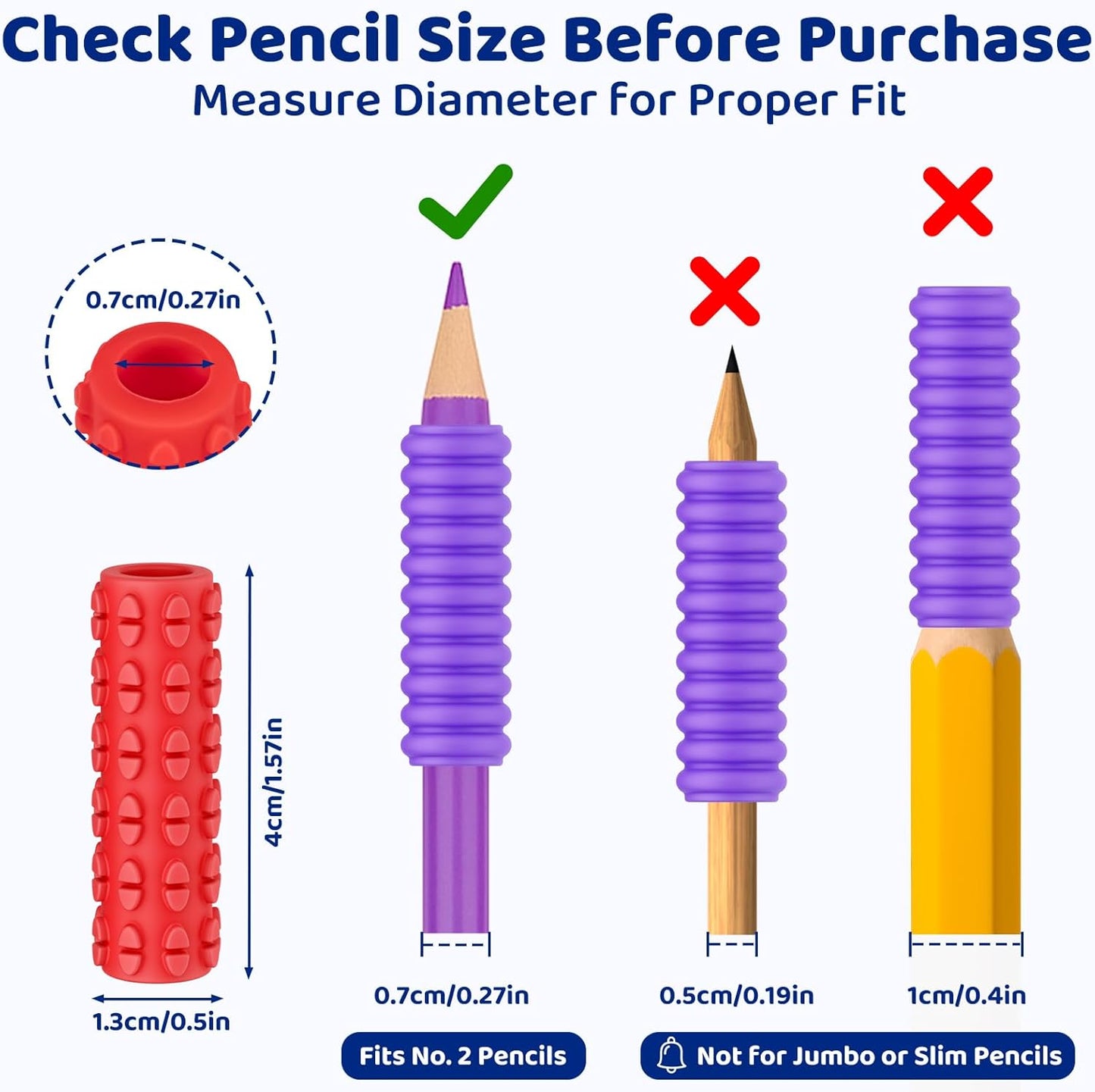 Textured Pencil Grips for Kids, Teens & Adults – 24PC Sensory Fidget Toys for ADHD, Autism, Anxiety & Stress Relief - Ideal for Teachers as Educational Tools or Classroom Rewards