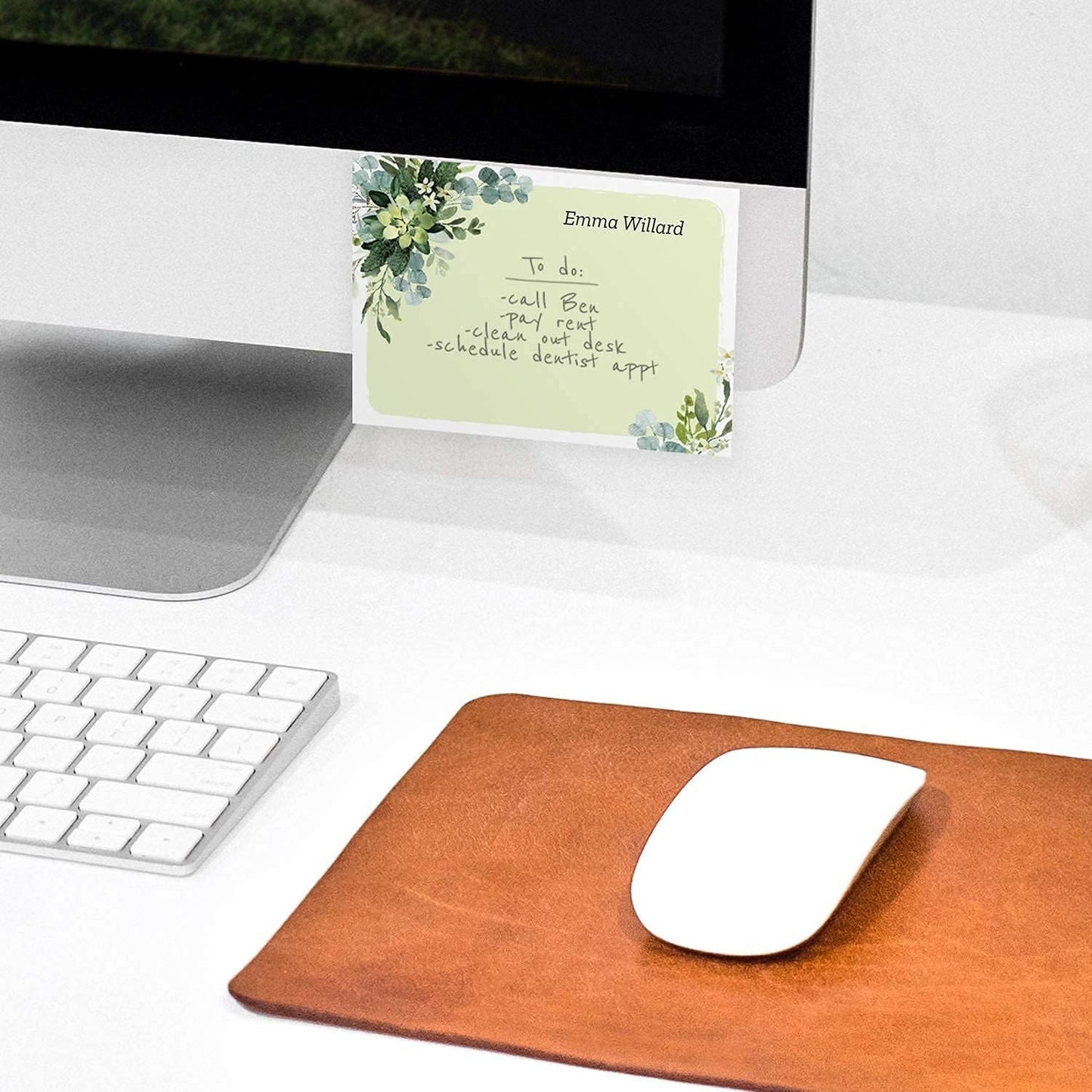 Watercolor Greenery Personalized Sticky Note Pads / 4" x 3" Custom Sticky Notes/Set of 6 Pads