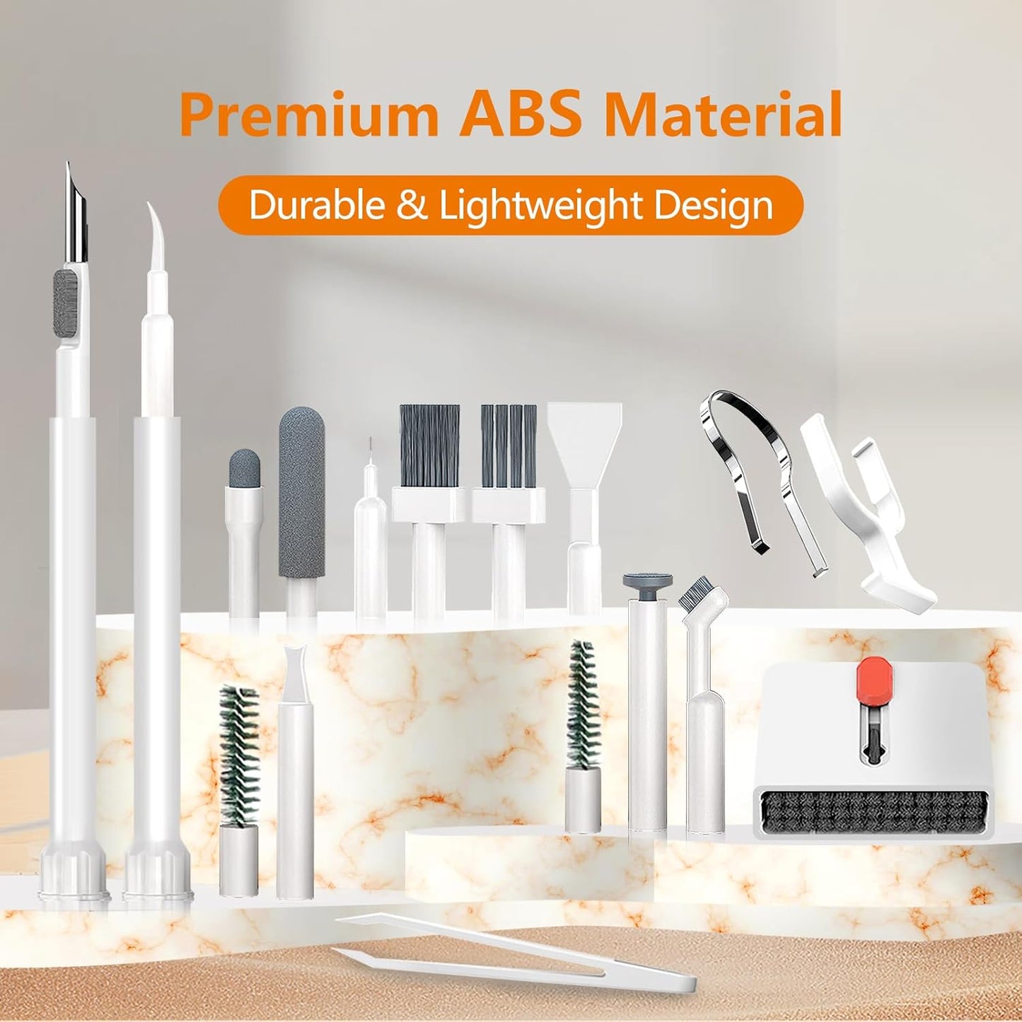 Cell Phone Cleaning Kit, iPhone Cleaning Kit for Charging Port Cleaner Keyboard Cleaning Kit for Airpods/Android/USB C/Earbuds/Laptop/iPad/Camera Lens with Stylus Pen (White (with Putty and Cloth))