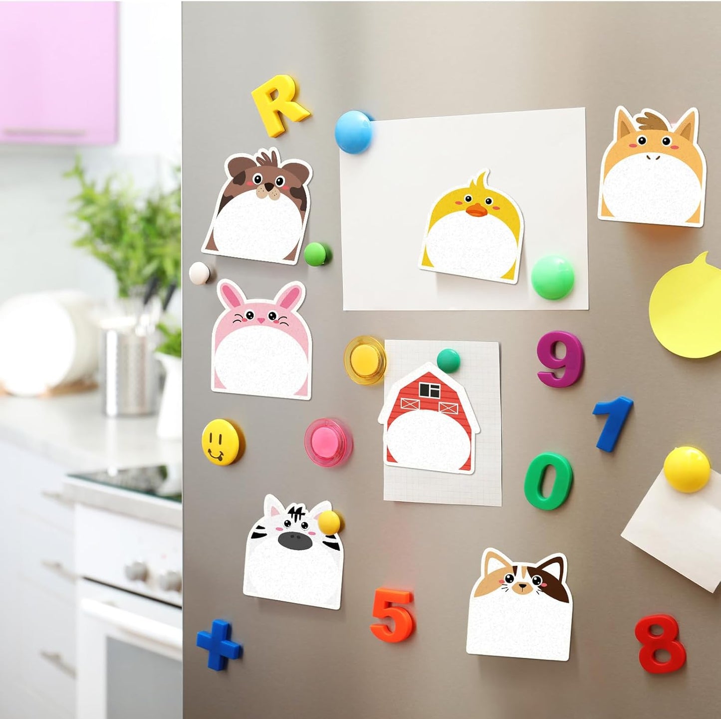Yinder 24 Pads Cute Sticky Notes Fun Kawaii Animal Sticky Notes Pads Bulk Cartoon Memo Self Adhesive Gift for Christmas Veterinary Office School Tab Party Supplies(Farm Animals)