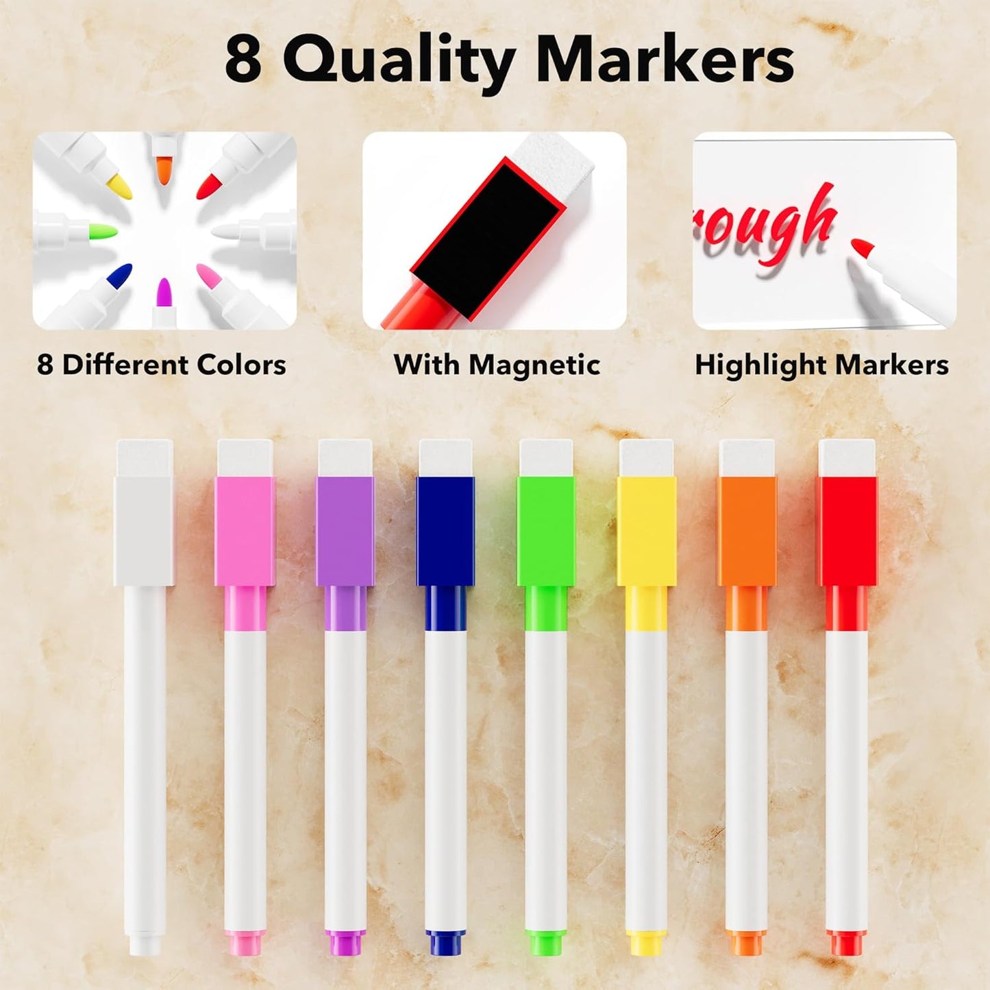 Acrylic Magnetic Dry Erase Board for Fridge, Clear Whiteboard for Refrigerator, Notepad Memo to Do/Grocery List White Board, w/ 8 Colors Markers, 15"x11"