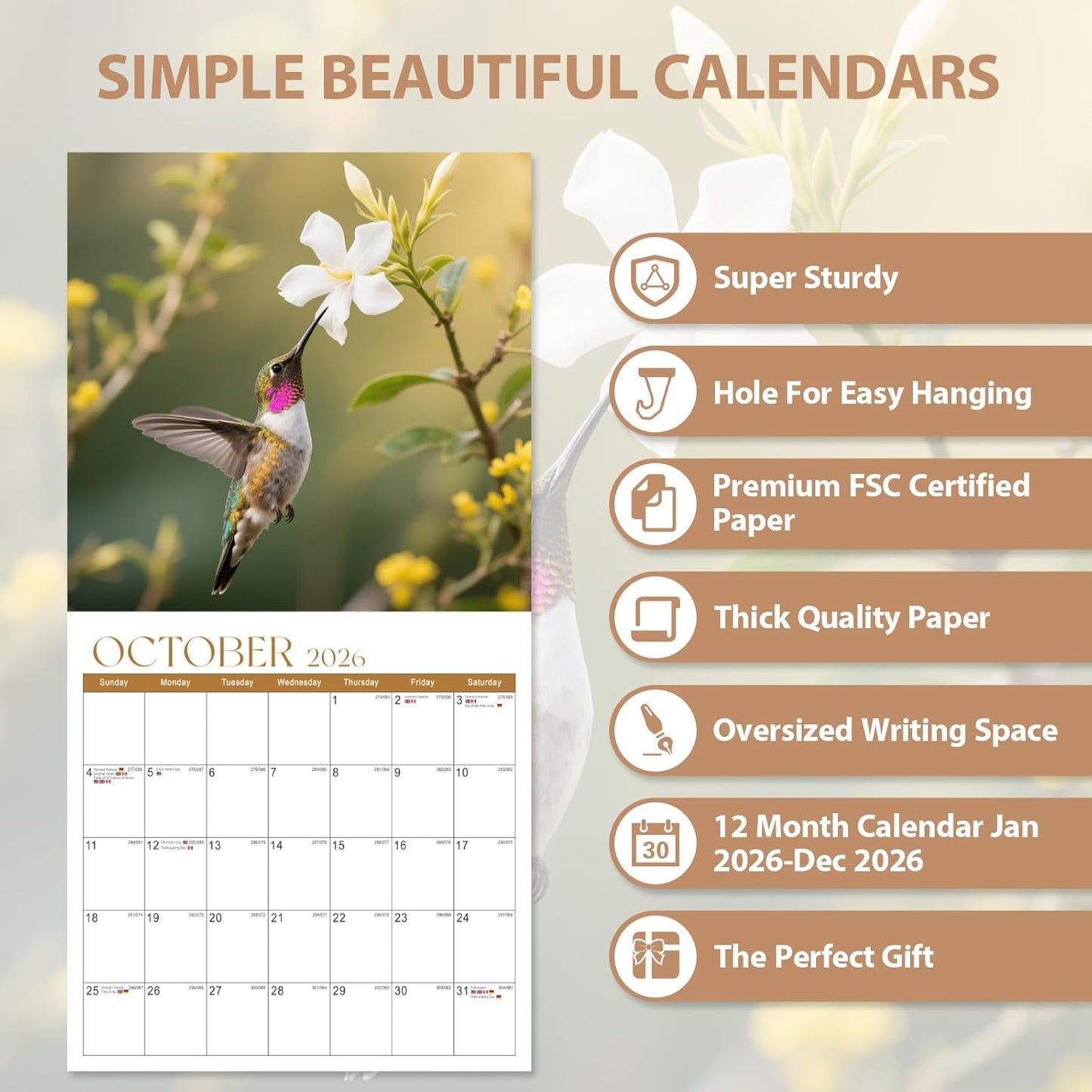 2026 Wall Calendar, Large Monthly Wall Calendar Dogs, Jan 2026 - Dec 2026, 12" x 24" (Opened), Hanging Planning Calendars for Family Home Office Supplies