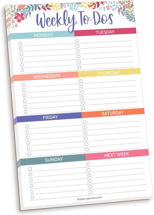 bloom daily planners Undated Weekly Tear-Off To Do List Planning Pad with Magnets - Hanging Notepad Organizer for Fridge - 6” x 9” - Floral Dots