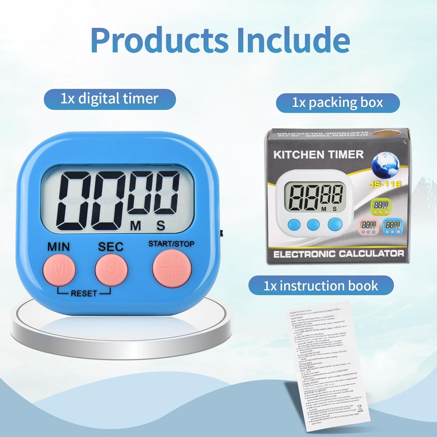 48 Pack Digital Kitchen Timer Magnetic Digital Timer with Big Display Loud Ring Cooking Timers for Kitchen Electronic Timer for Cooking, Bathing, Gym, Break Time, Classroom(6 Color)