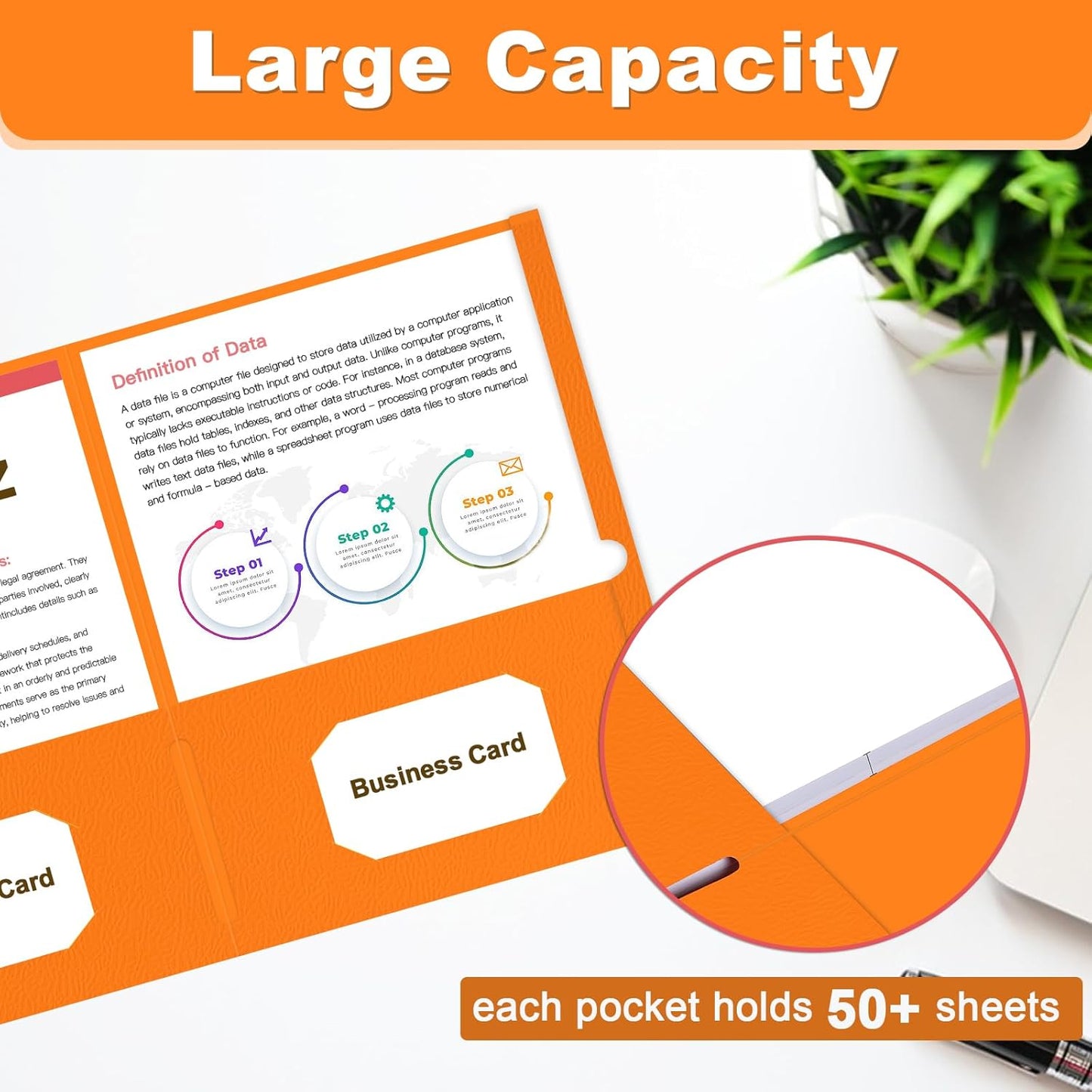 Folders with Pockets, LAYZZ 60 Pack Paper Pocket Folders, 2 Pocket File folders Fits Letter Size Paper, for School Office and Home (Orange)