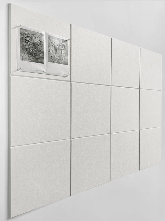 White Cork Board Tiles | Large Cork Board Alternative | Felt Wall Tiles (12-Pack) | Aesthetic Felt Bulletin Board for Office, Home & Classroom | Large Cork Boards for Walls Memo Board | White