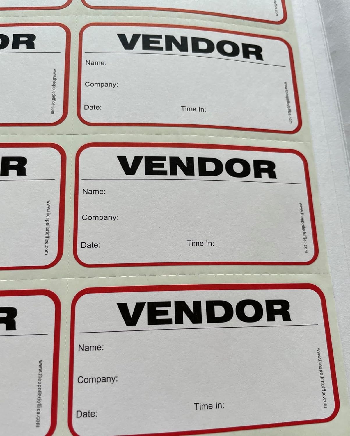 The Spoiled Office Visitor Sign in Book with 500 3"x2" Peel Off Carbonless Visitor Badges, Made in USA – Spiral Log Book for Hospital, Schools, Manufacturing Plants, and Political Offices — Red Vendor