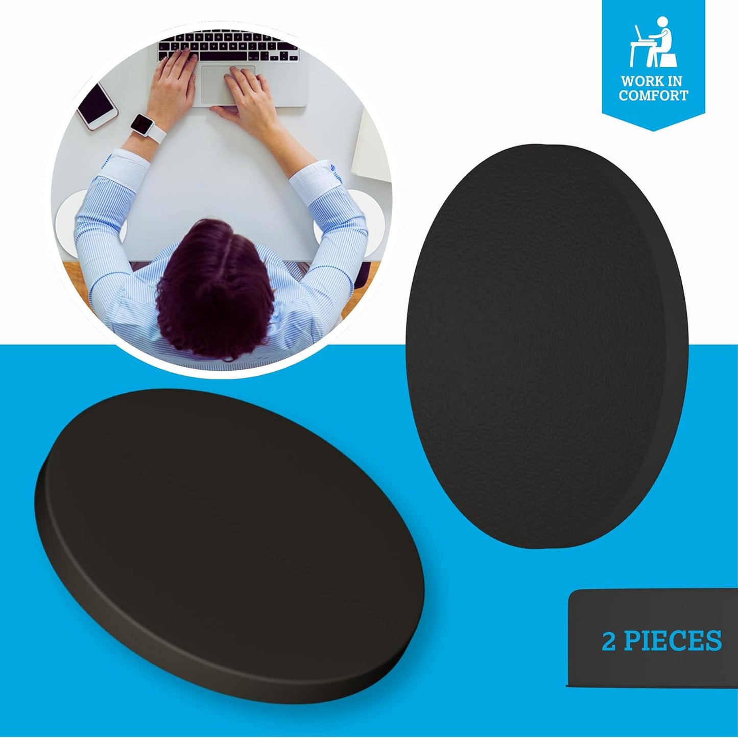Technogel Ergonomic Elbow Pads (Set of 2) – Portable Gel Cushions for Remote Work & Flexible Desks – Relieves Shoulder, Arm & Wrist Pain – OEKOTEX 100 Certified, Made in Germany (Black)