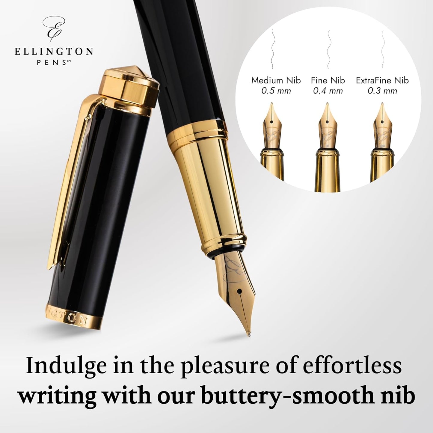 Ellington Pens Luxury Fountain Pen Set- Smooth Medium Nib- Includes 3 Ink Cartridges, Refillable Ink Converter, Gift Box -Fountain Pens For Writing, Calligraphy, Journaling, Sketching (Noble Heritage)
