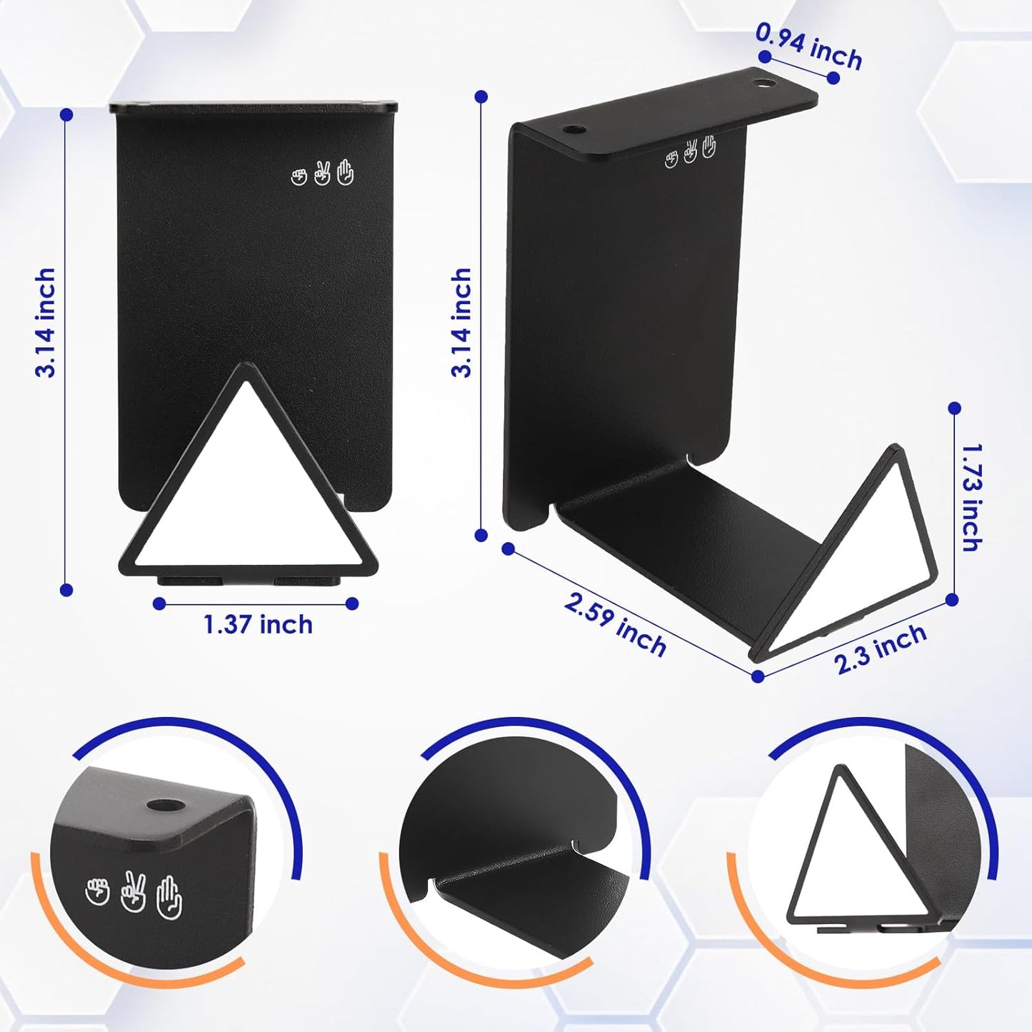 HC128 Headphone Holder Hanger for Desk, Include Adhesive Strips, Universal Headset Stand for PS4/PS5/Xbox/PC/Mac/Headphones Game Controller Hanger (Triangle)