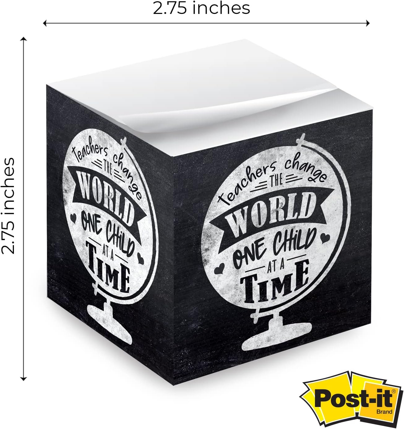 Inspirational Teacher Sticky Note Cube / 600 Sheets / 2.75" Memo Block Printed on 4 Sides/Educator Empowering Messages/Made in USA