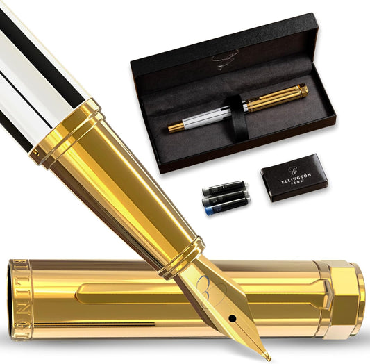 Ellington Pens Luxury Fountain Pen Set - Smooth Medium Nib- Includes 3 Ink Cartridges, Refillable Ink Converter, Gift Box- Fountain Pens For Writing, Calligraphy, Journaling, Sketching (Master Chopin)