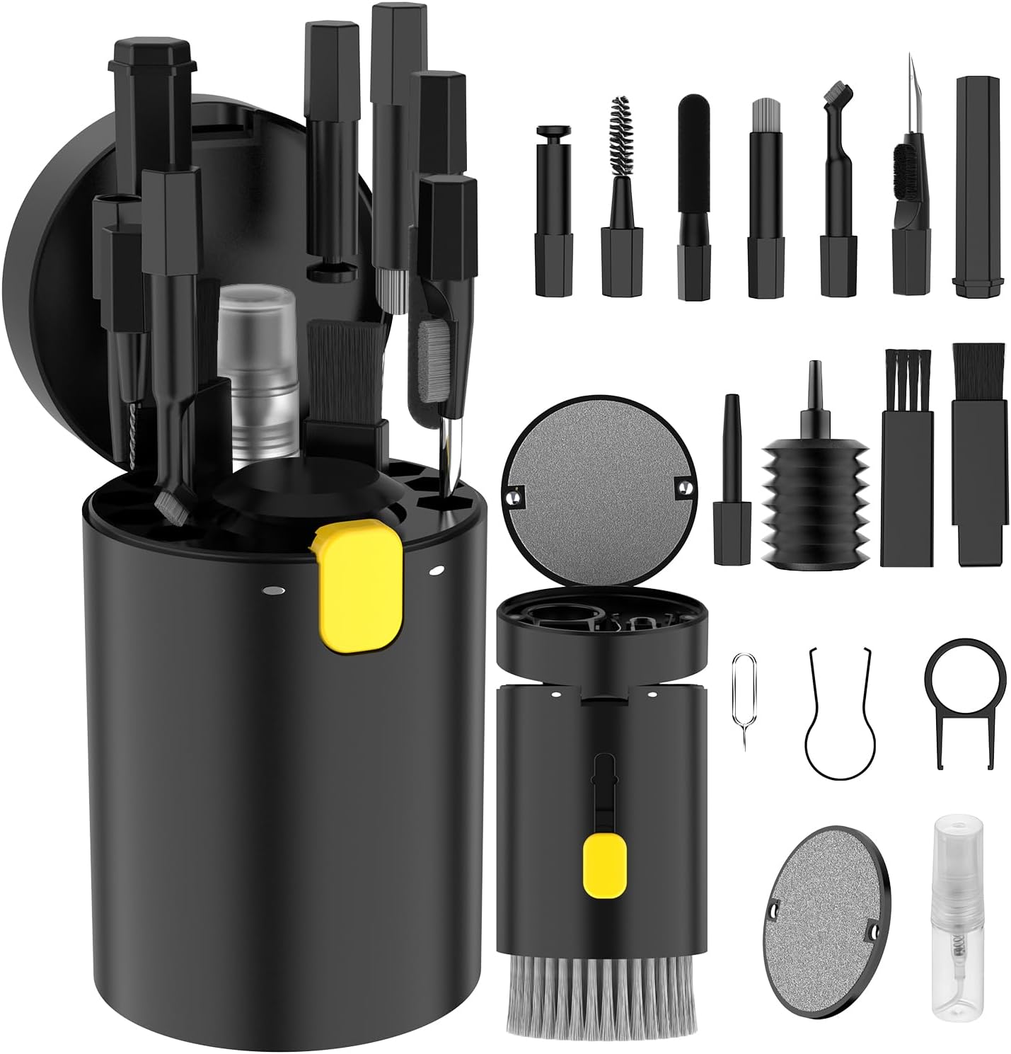 VICHYIE 20 in 1 Multifunctional Cleaner Kit for Electronic Devices, Keyboard Cleaning Brush, Headphones Cleaner Kit for AirPods, Multi-Tool for Cleaning Laptop, Earbuds, Camera, Cellphones (Black)