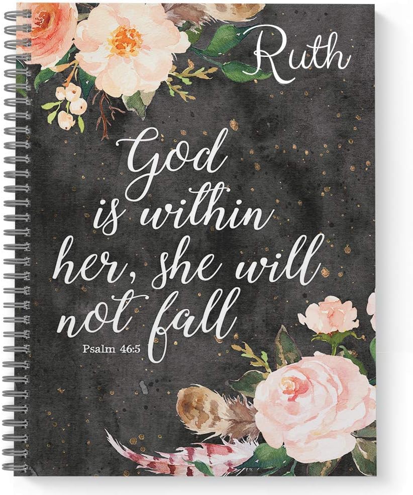 Gotcha Covered Notebooks She Will Not Fall Personalized Religious Notebook/Journal, Laminated Soft Cover, 120 pages of your selected paper, lay flat wire-o spiral. Size: 8.5” x 11”. Made in the USA