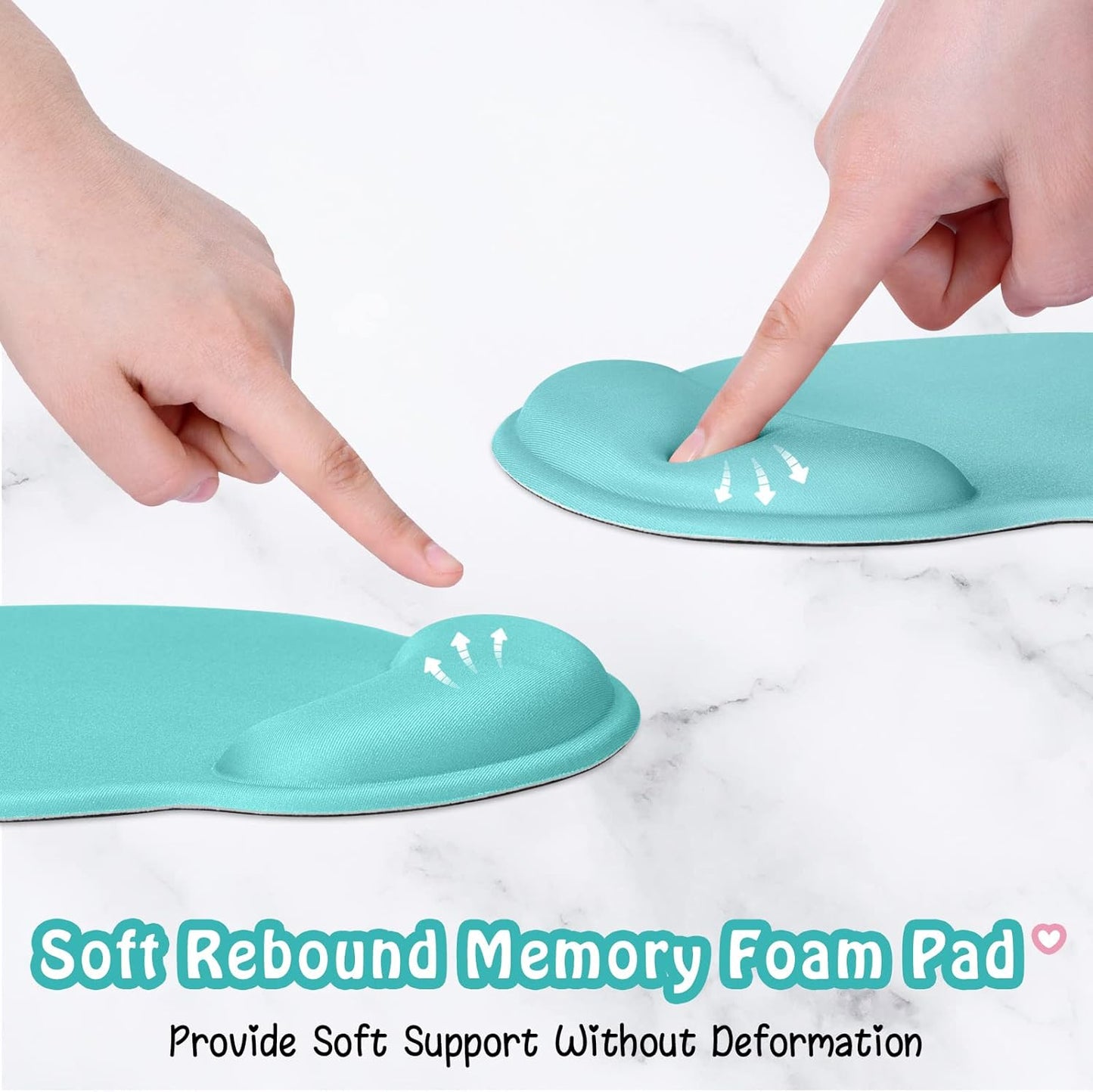 Hsurbtra Ergonomic Mouse Pad with Wrist Rest Support, Gel Mouse Pads with Non-Slip PU Base, Pain Relief Memory Foam Computer Mat, Cute Office Supplies Desk Decro Accessories, Malachite Green