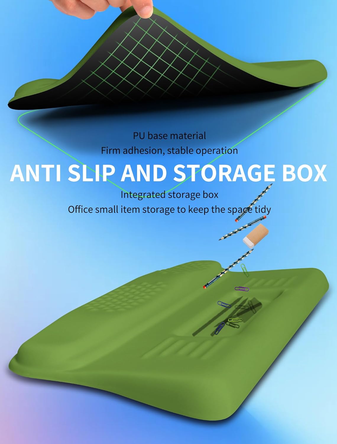 Ergonomic Wave Wrist Rest with Keyboard Stand, Cushioned Palm Rest, Comfortable Integrated Memory Foam for Natural Typing and Relieve Wrist Pain, Fresh Green