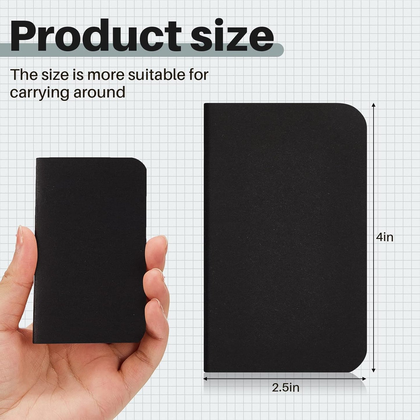 Outus 36 Pcs Pocket Notebook Mini Journal 2.5" x 4" Kraft Paper Mini Notepad Bulk Softcover Pocket Notepad Memo Diary Subject Notebooks for Student Traveler School(Black, Blank Cover)