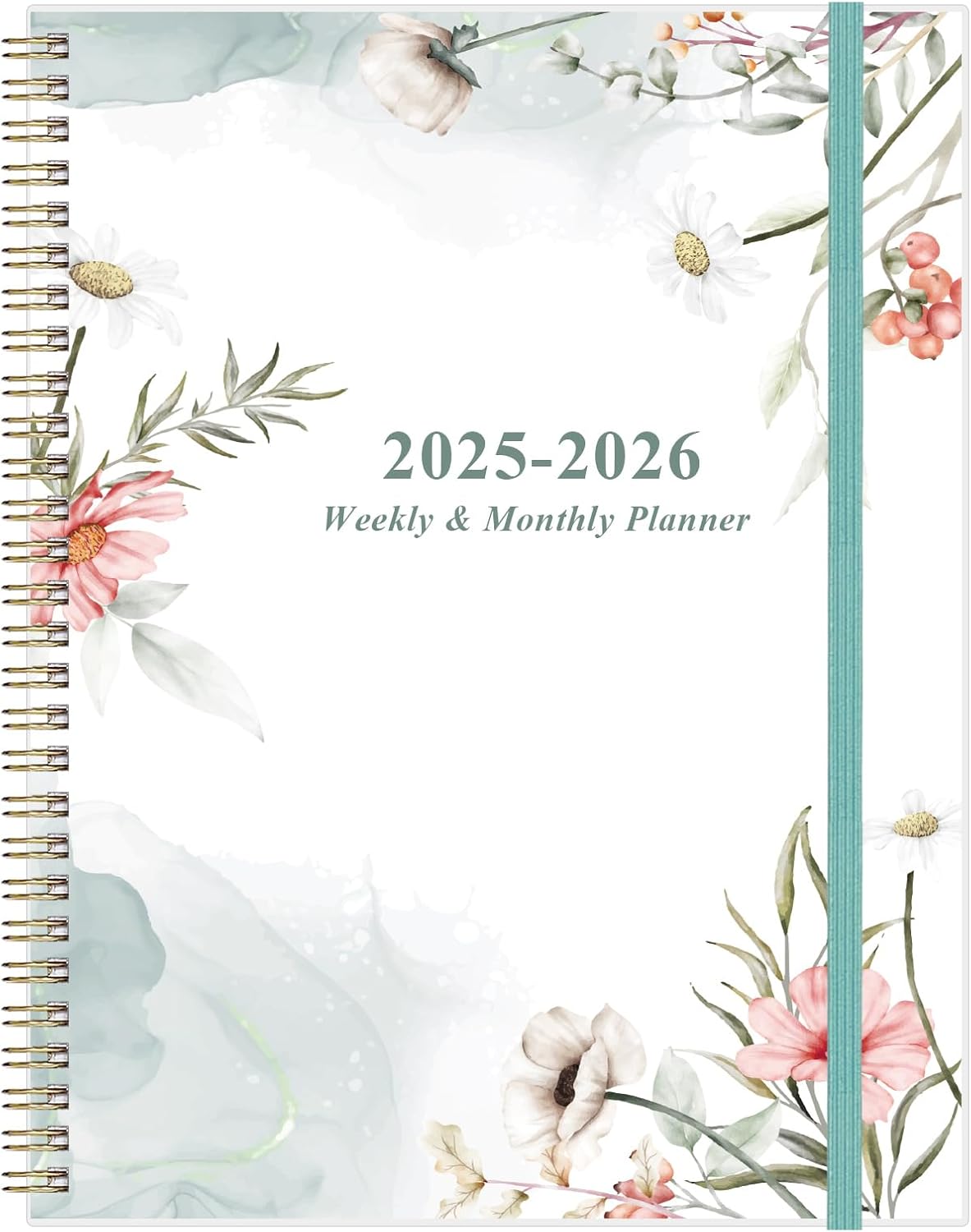 Planner 2025-2026 - 8.5" x 11" Weekly Monthly Planners from July 2025 to June 2026, Acacemic Year Planner with 12 Monthly Tabs, Inner Pocket, Elastic Closure, Pink Flower
