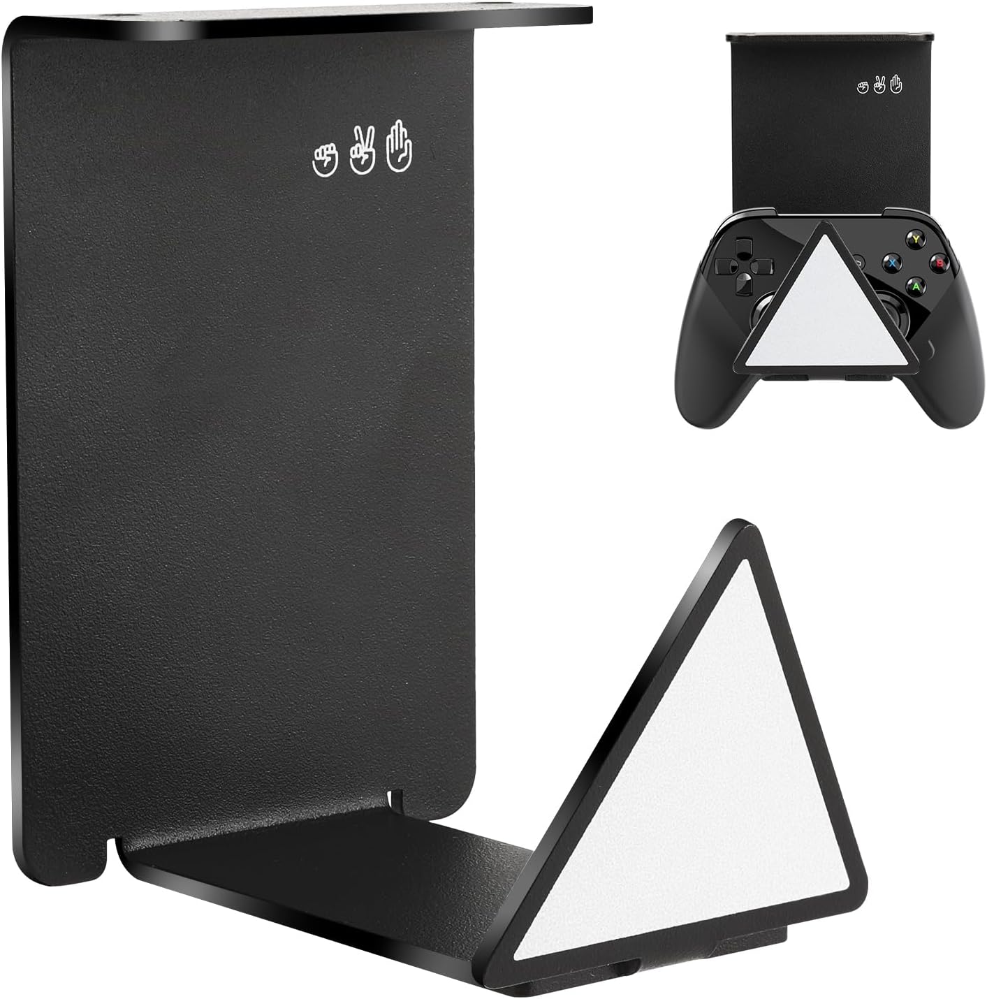 HC128 Headphone Holder Hanger for Desk, Include Adhesive Strips, Universal Headset Stand for PS4/PS5/Xbox/PC/Mac/Headphones Game Controller Hanger (Triangle)