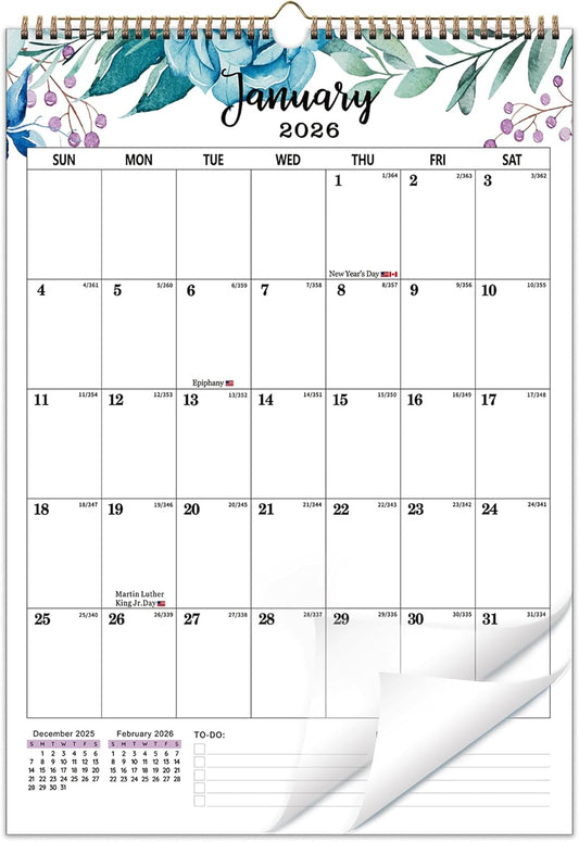 2026-2027 Wall Calendar 12" x 17", Large 2026 Wall Calendar from Jan. 2026 to Jun. 2027, 18 Monthly Hanging Wall Calendars 2026-2027 Large with Twin-Wire Binding & Hanging Hook for Home Office Planning