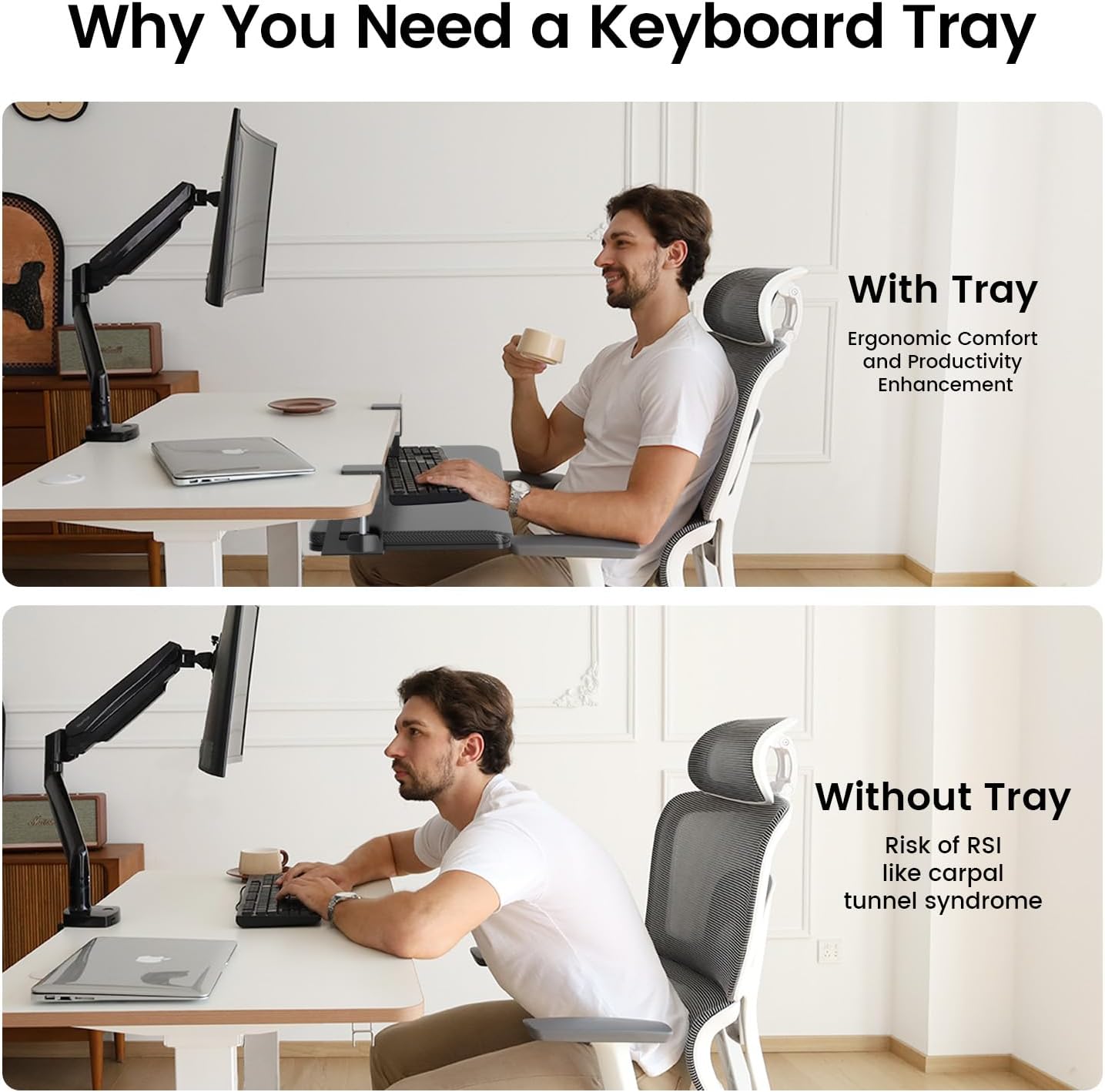 NearHub Large Keyboard Tray Under Desk Slide Out with Extra Sturdy C Clamp Mount System,26'' (30'' including Clamps) x11 Slide-Out Keyboard Drawer Under Desk for Typing,Keyboard Mouse Tray,Black