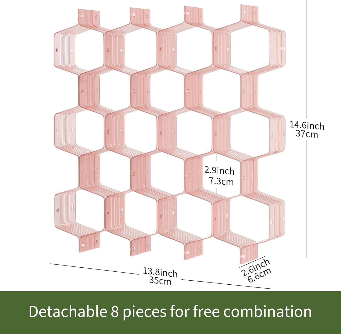 Honeycomb Separator Adjustable Drawer Organizer Divider for Underwear Belt-Scarf Socks Organizer (Pink(1pc))