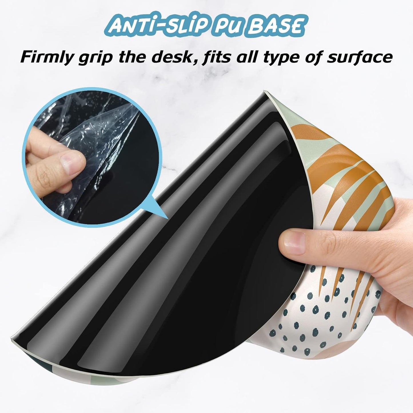 Hsurbtra Ergonomic Mouse Pad with Wrist Rest Support, Gel Mouse Pads with Non-Slip PU Base, Pain Relief Memory Foam Computer Mat, Cute Office Supplies Desk Decro Accessories, Spot
