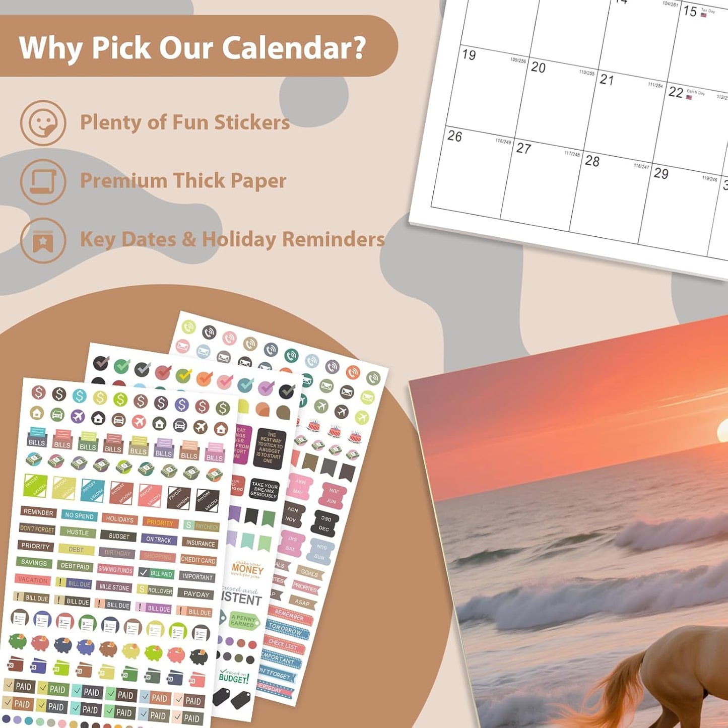 2026 Wall Calendar, Large Monthly Wall Calendar Dogs, Jan 2026 - Dec 2026, 12" x 24" (Opened), Hanging Planning Calendars for Family Home Office Supplies