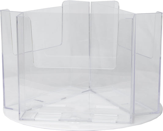 Clear-Ad - RLT-58-3 Acrylic Rotating Bifold Brochure Holders for 5.5" Literature Display - Pamphlet Holder and Magazine Organizer