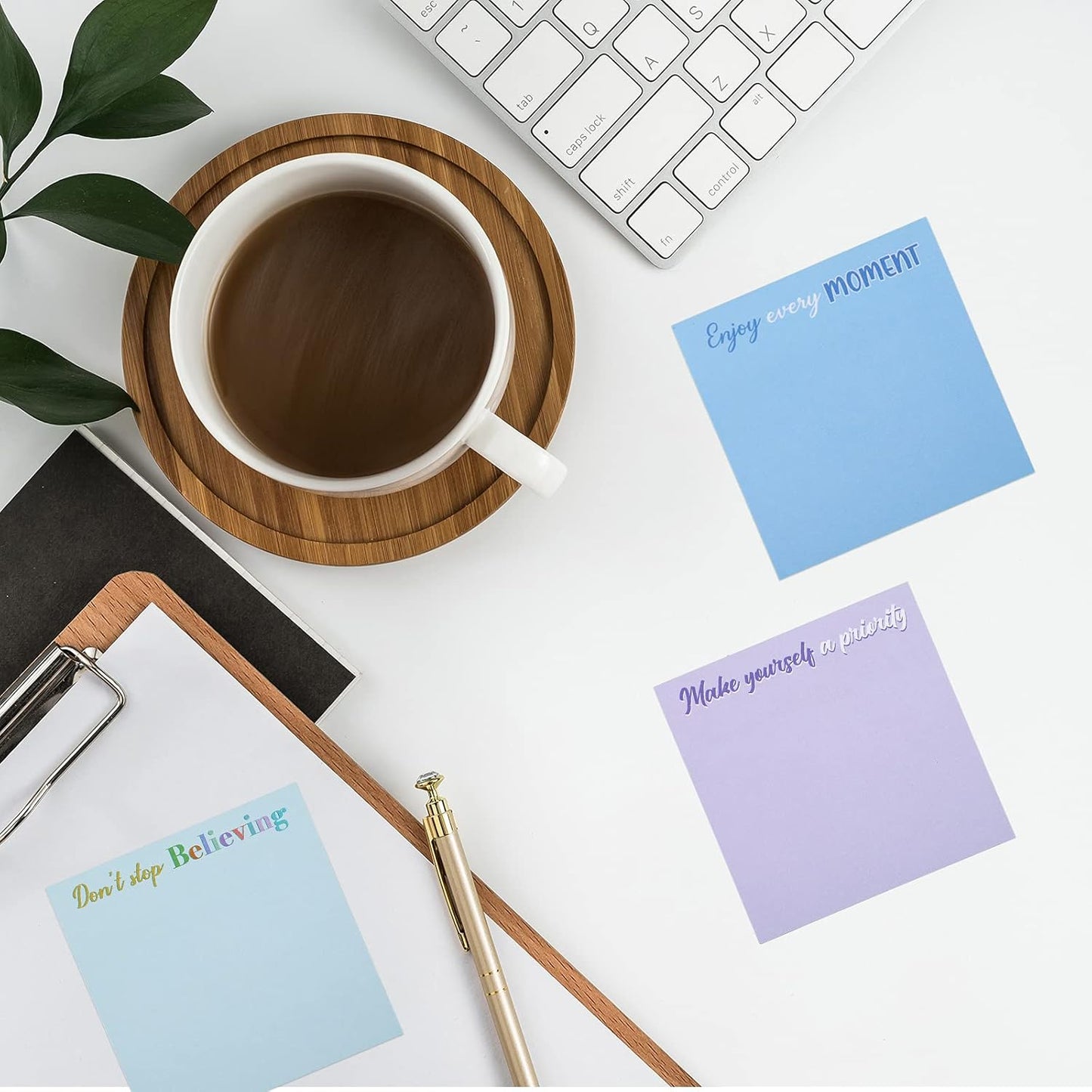 Zonon 12 Pieces Inspirational Sticky Notes 3 x 3 Inch Motivational Fun Notepads Positive Gifts for Teacher Nurse Coworkers Work Studying Supplies (Simple Style)