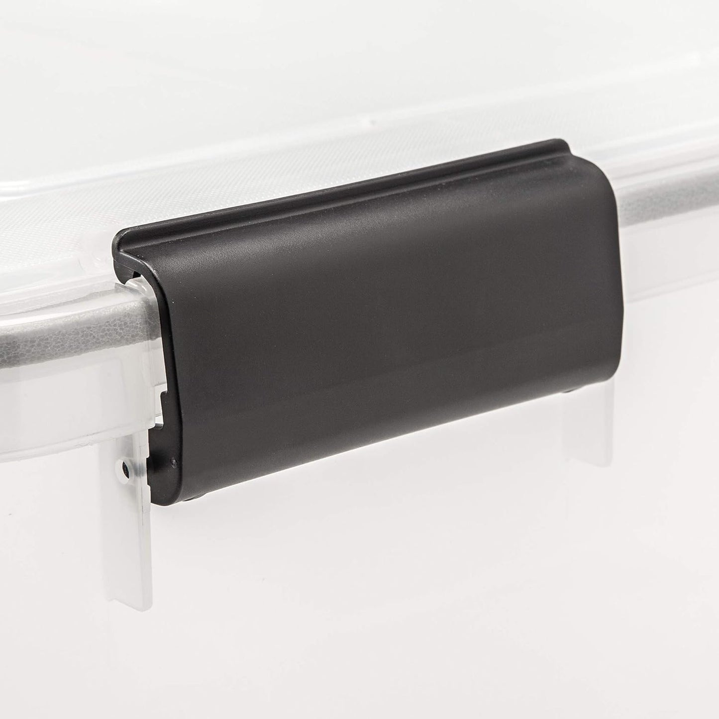 IRIS USA 30.6 Quart WEATHERPRO Plastic Storage Box with Durable Lid and Seal and Secure Latching Buckles, 6 Pack, Weathertight, Keep Pest Dust and Moisture Out, for Oversized Bulky Items, Clear/Black