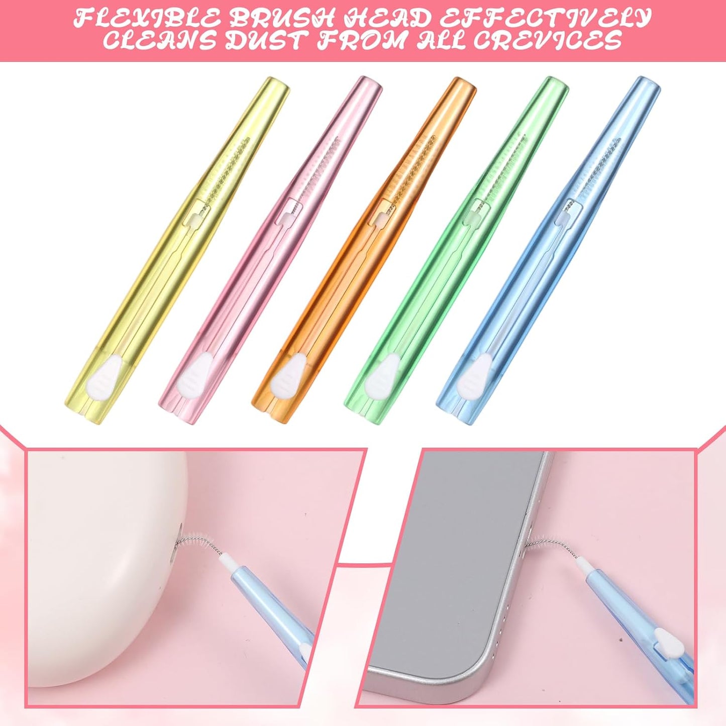 5 Colors Phone Speaker Cleaning Kit, 20 Pack Anti-Clogging Mini Nylon Cleaner Brushes, Multifunction Speaker Port Cleaner for 17 Pro Max Charging Port, Speaker, Earphone, Tablet, Camera, Keyboard