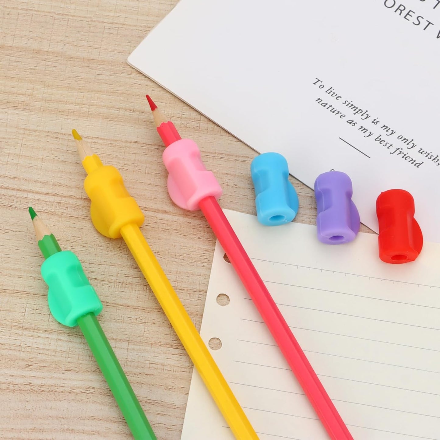 24 Packs Silicone Pencil Grips with 6 Colors, Pencil Holders for Kids Handwriting, Ergonomic Pencil Grippers for Adults Writing Aid, Toddler Pencil Cushion, Triangle Gel Pen Grips