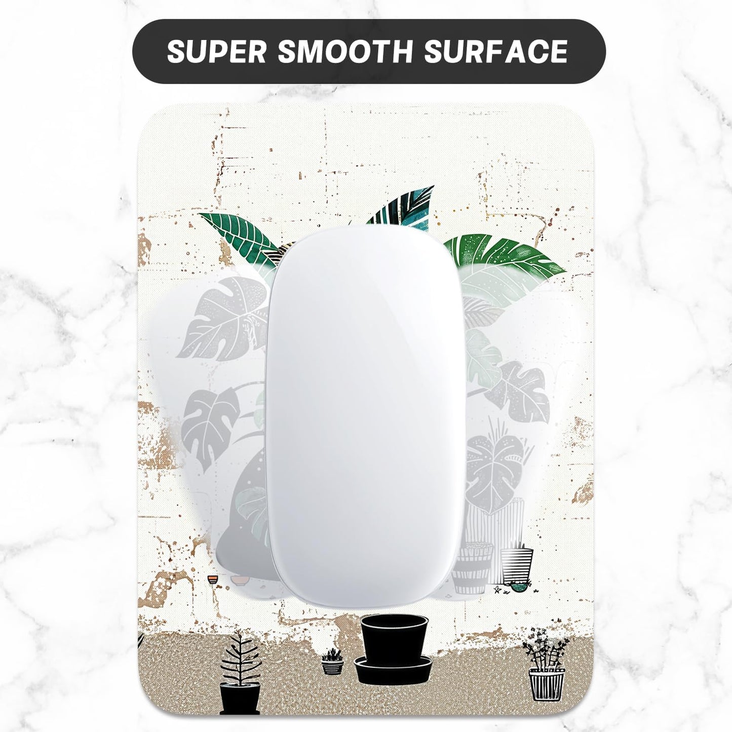 Small Mouse Pad, Mini Mouse Pad 6 x 8 Inch, Thick Rubber Waterproof Mouse Mat, Cute Mousepad for Women Men Wireless Mouse Laptops Home Office, Cat and Plants