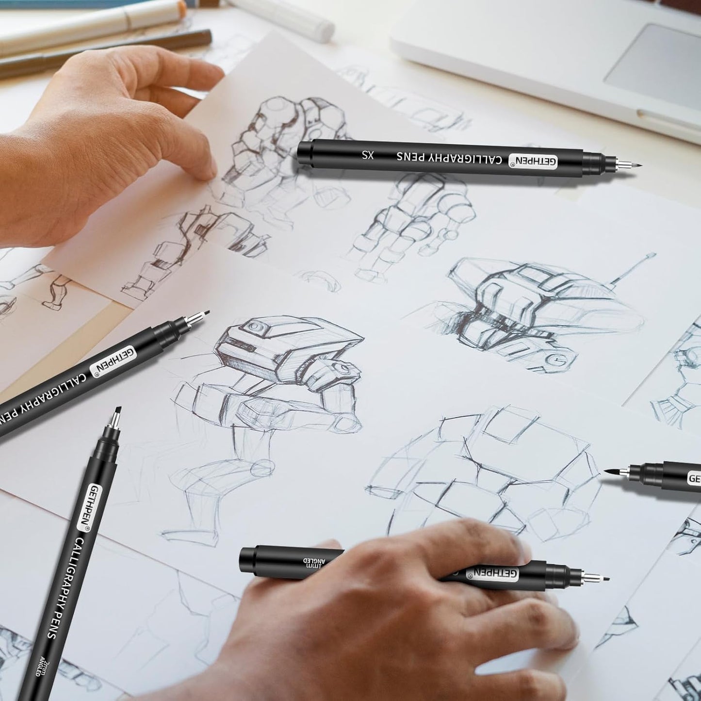 Calligraphy Pen, 10 Size Calligraphy Pens for Writing,Calligraphy markers, Brush Pens Calligraphy Set for Beginners,Black Archival Ink Pens, Hand Lettering Pen for Art Drawing,Sketching,Scrapbooking